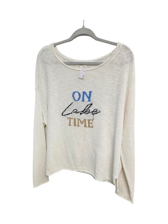 Maurices Tops - Maurices Cream Long-Sleeve Knit Top with Blue, Black & Tan Embroidery
